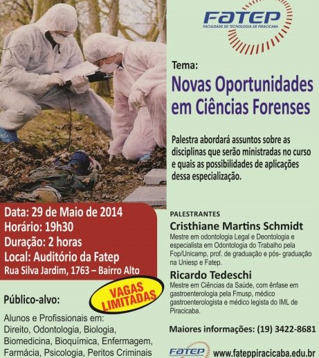 27/05/2014 – Palestra marca lançamento do curso de pós-graduação em Ciências Forenses na Fatep