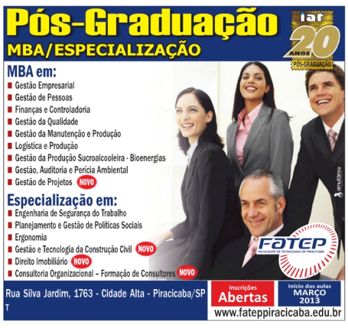 13/12 – Fatep oferece novos cursos de Pós-Graduação em 2013